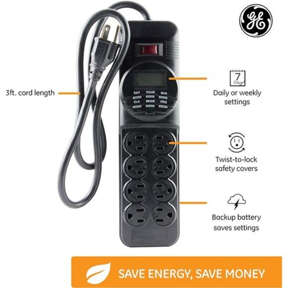 Programmable PowerStrip with Digital Timer,8Grounded Outlets (4Timed/4Always On) - Picture 6 of 8